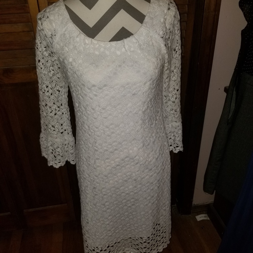 White Crocheted Lace Dress